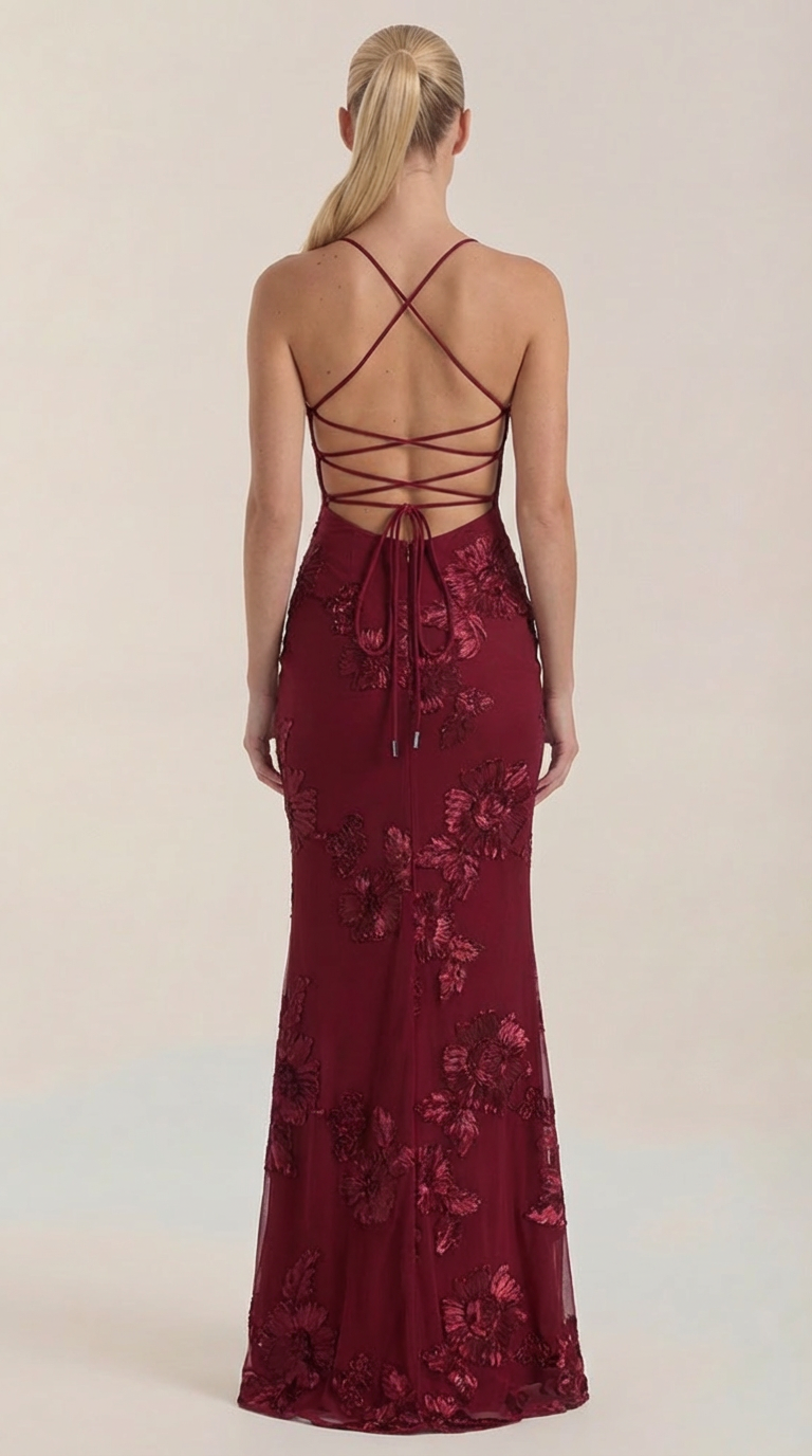 Chantal Korsett Maxi-Abendkleid mit Blumenmuster