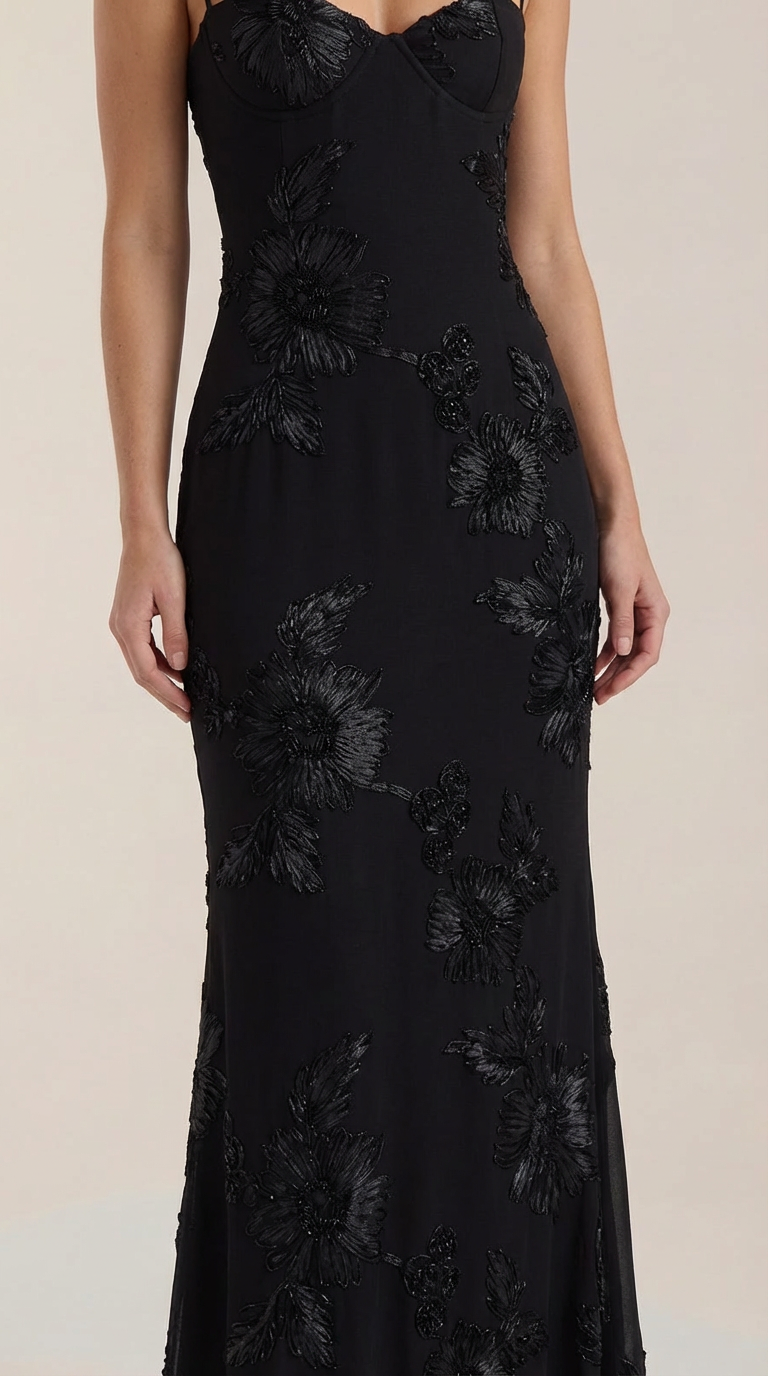 Chantal Korsett Maxi-Abendkleid mit Blumenmuster
