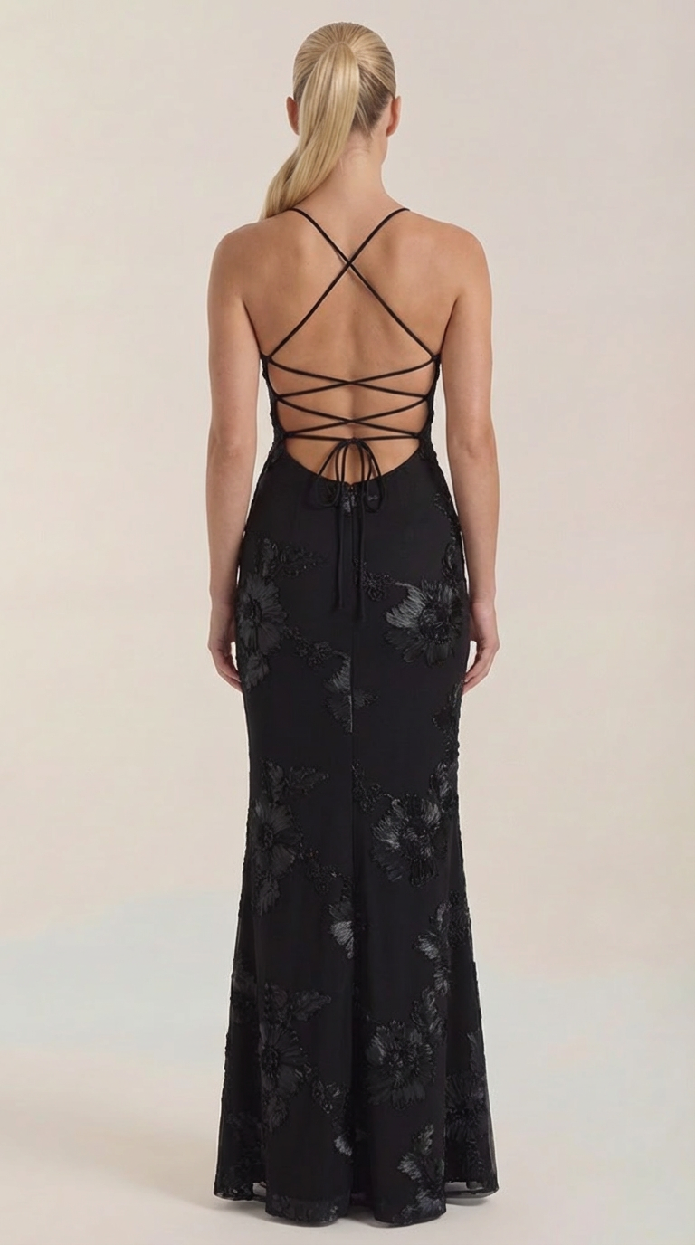 Chantal Korsett Maxi-Abendkleid mit Blumenmuster