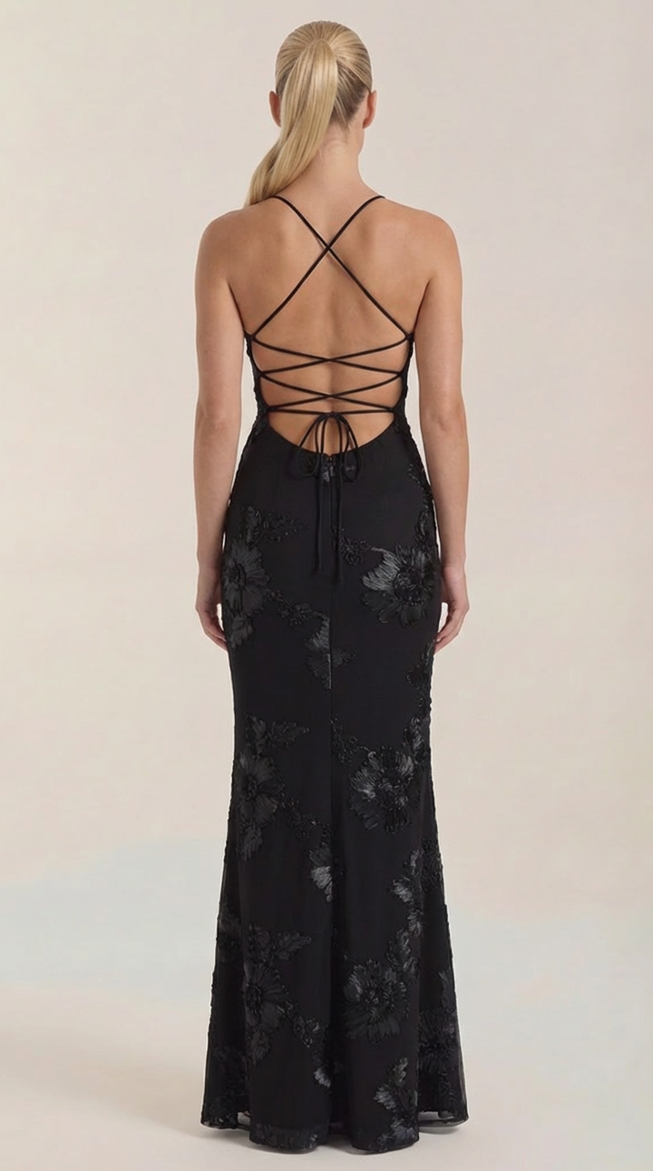 Chantal Korsett Maxi-Abendkleid mit Blumenmuster