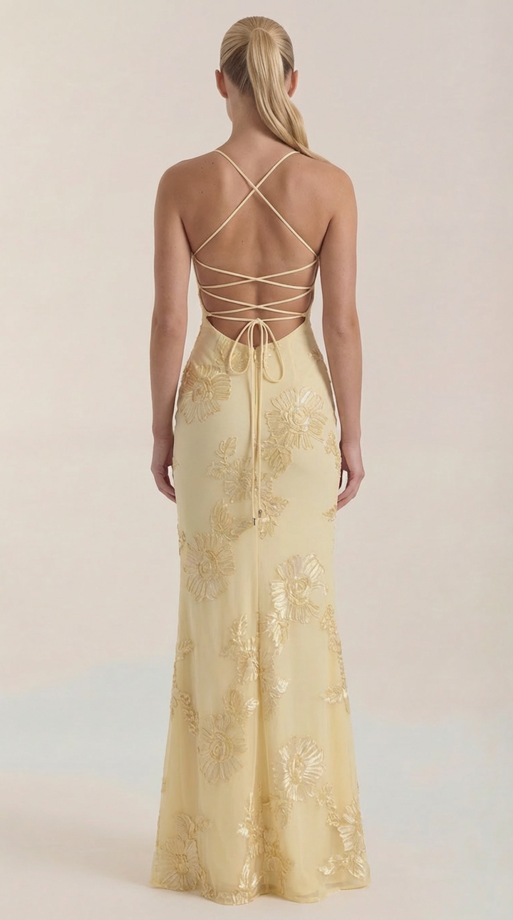 Chantal Korsett Maxi-Abendkleid mit Blumenmuster