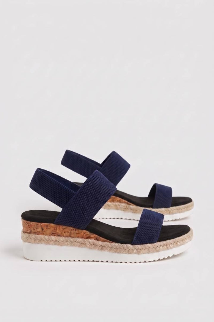 Damen Espadrille Sandalen mit Keilabsatz und Elastik