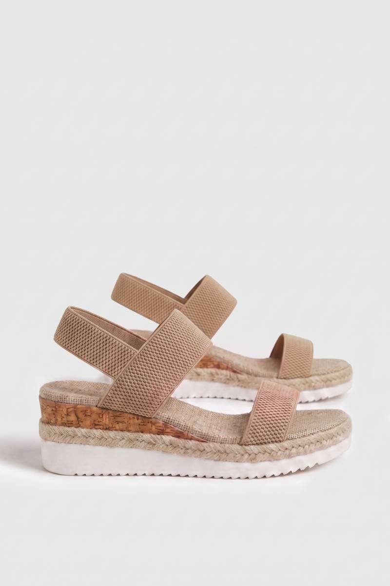 Damen Espadrille Sandalen mit Keilabsatz und Elastik