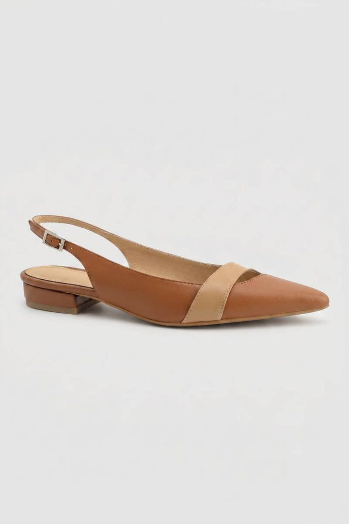 Damen Slingback Ballerina mit spitz zulaufender Nase und niedrigem Absatz