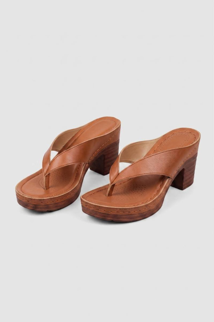 Damen Retro Hausschuhe mit Blockabsatz und Zehenstück