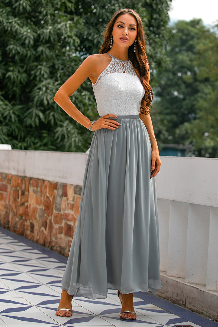 Damen Halter Maxi Kleid für Hochzeitsgäste