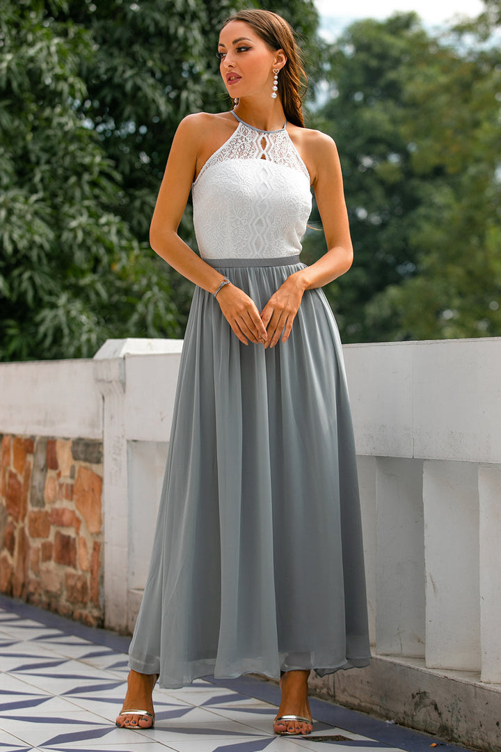 Damen Halter Maxi Kleid für Hochzeitsgäste