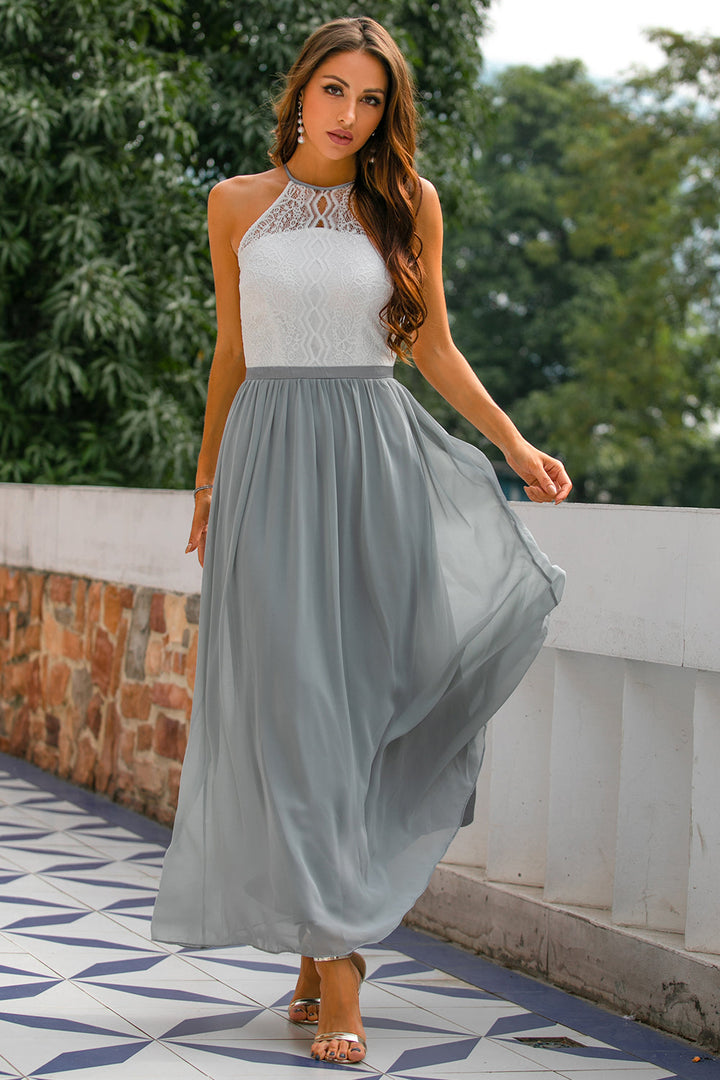 Damen Halter Maxi Kleid für Hochzeitsgäste