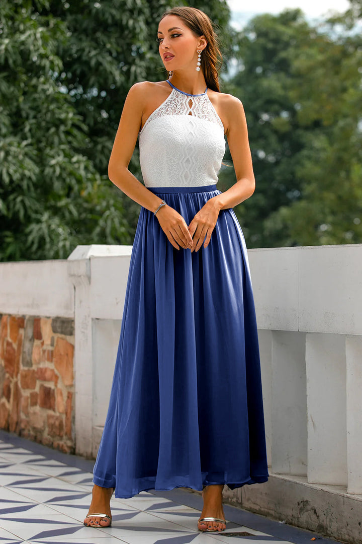 Damen Halter Maxi Kleid für Hochzeitsgäste