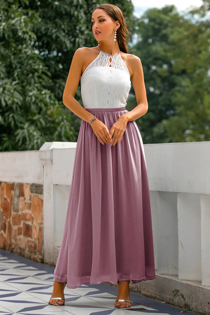 Damen Halter Maxi Kleid für Hochzeitsgäste