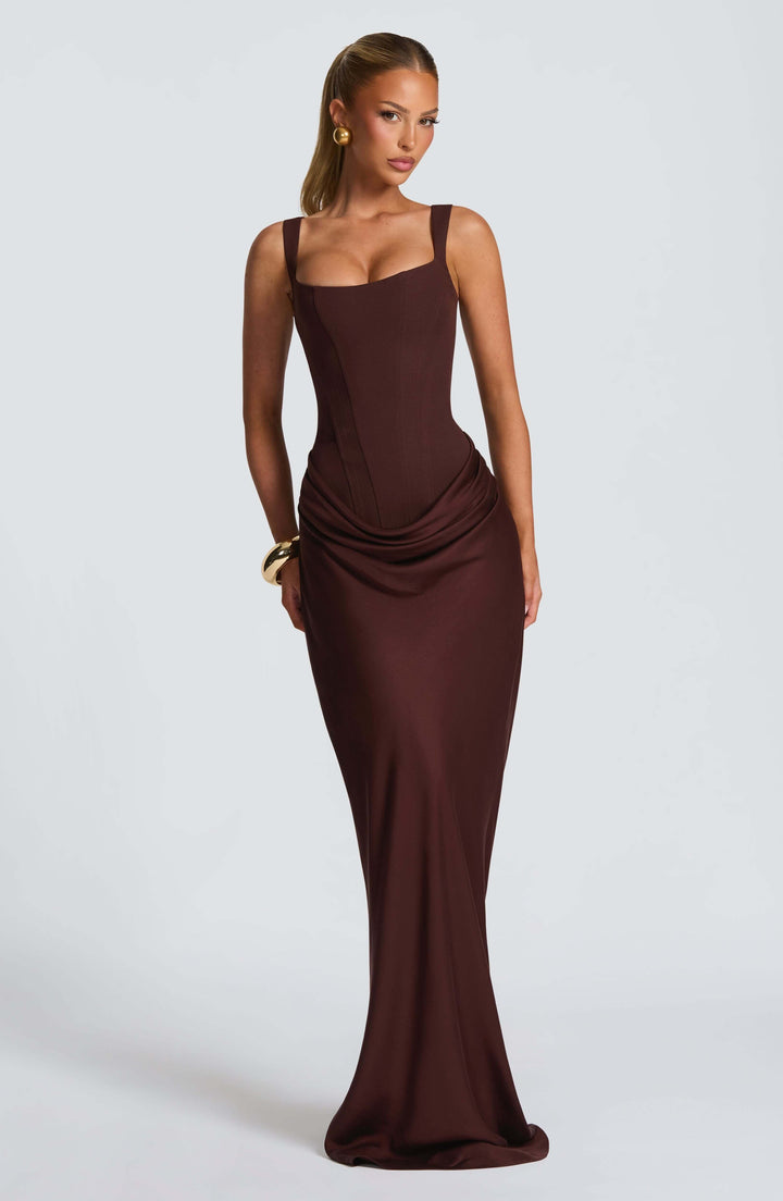 Damen Ärmelloses Bodycon Maxi Hochzeitsgastkleid