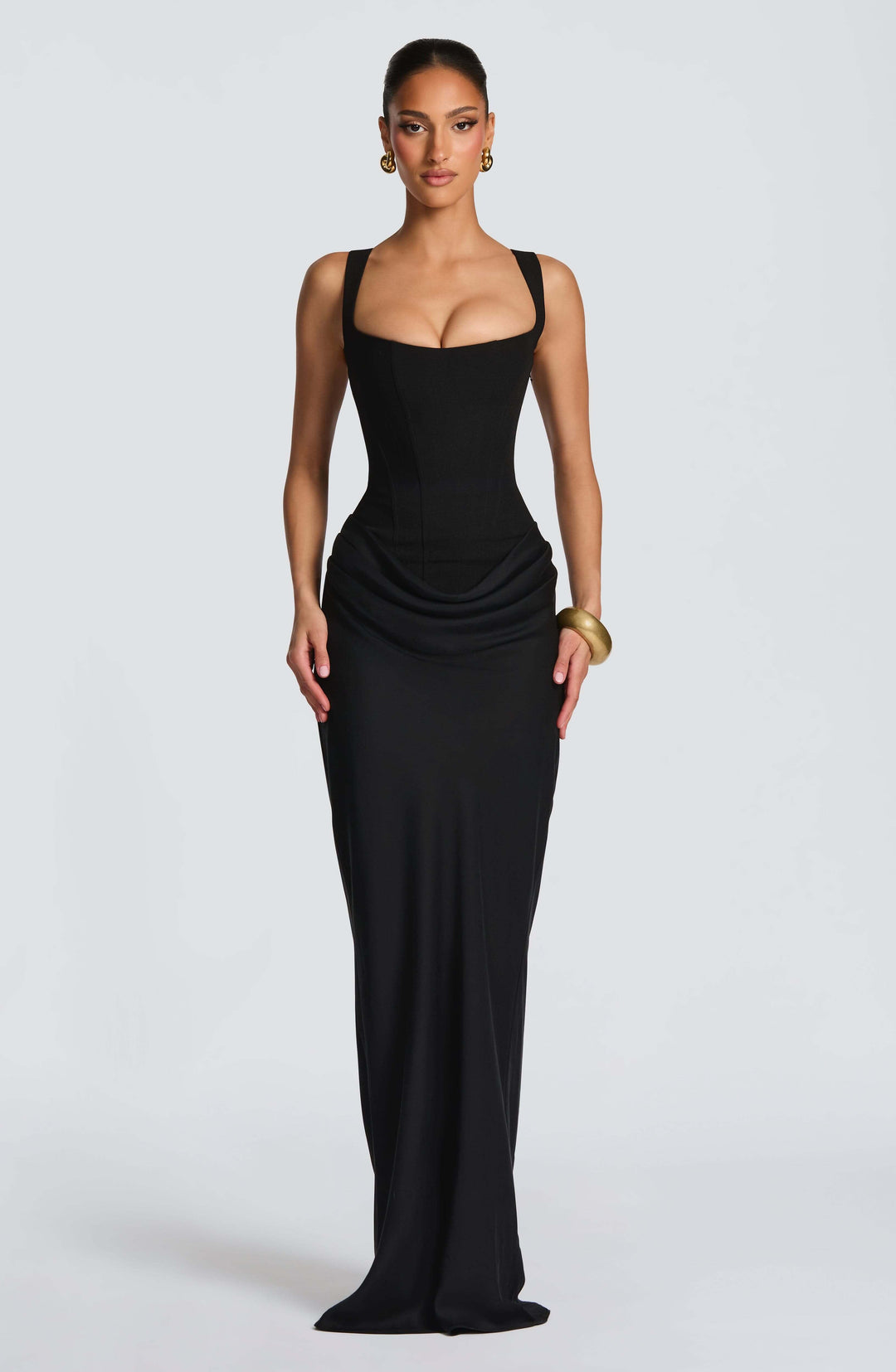 Damen Ärmelloses Bodycon Maxi Hochzeitsgastkleid