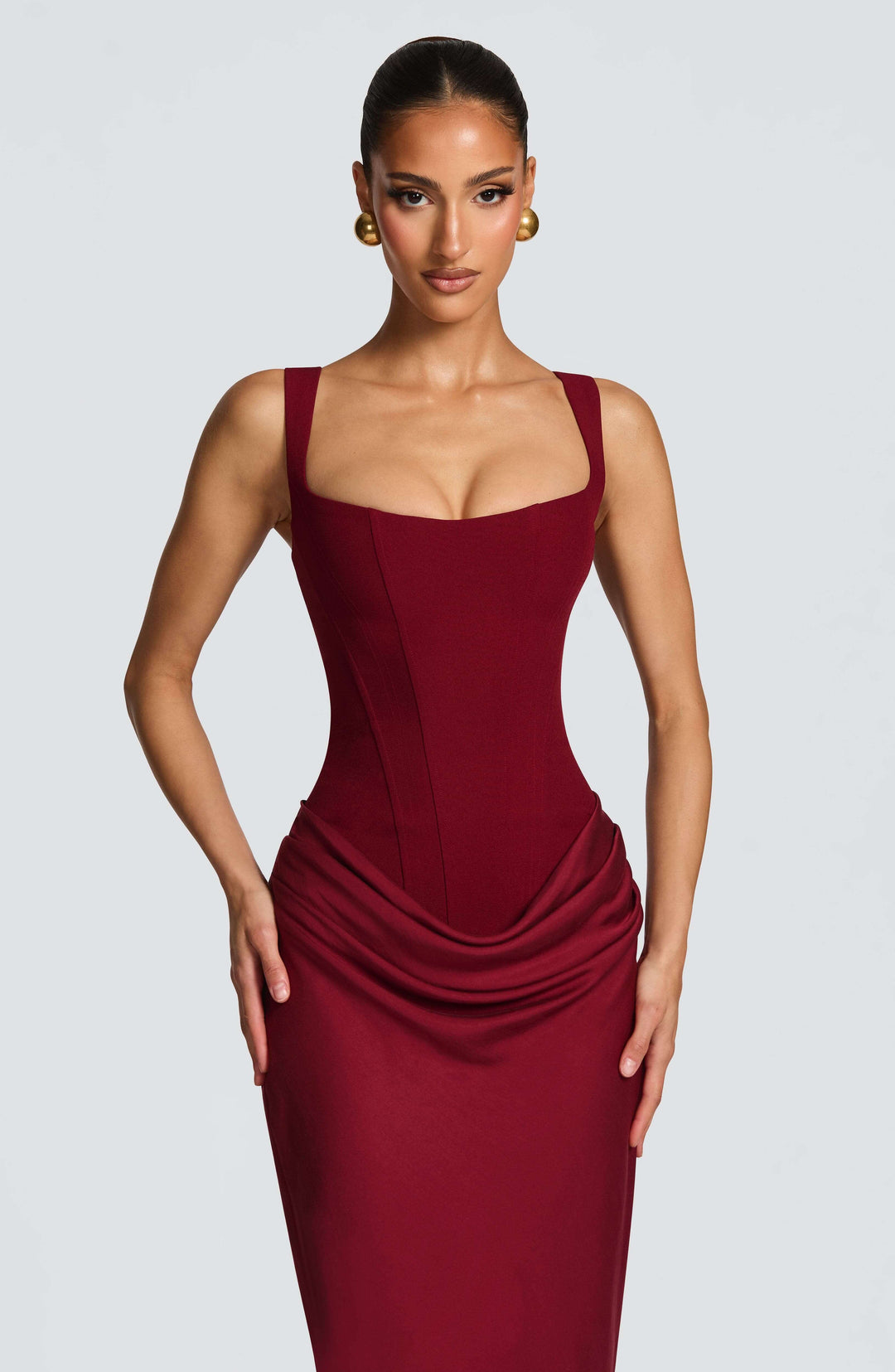 Damen Ärmelloses Bodycon Maxi Hochzeitsgastkleid