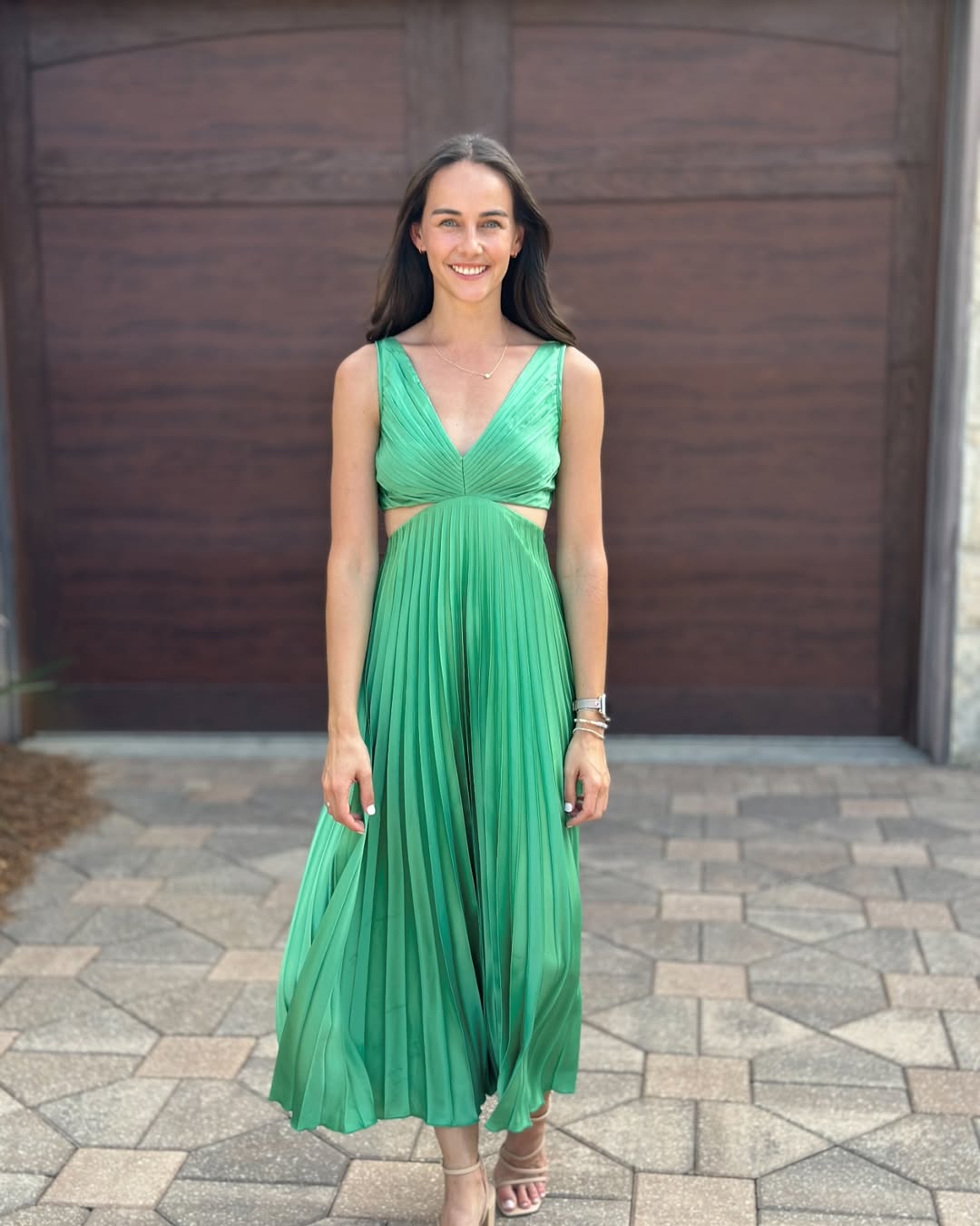 Damen Midikleid mit Falten und Ausschnitt in der Taille für Hochzeitsgäste