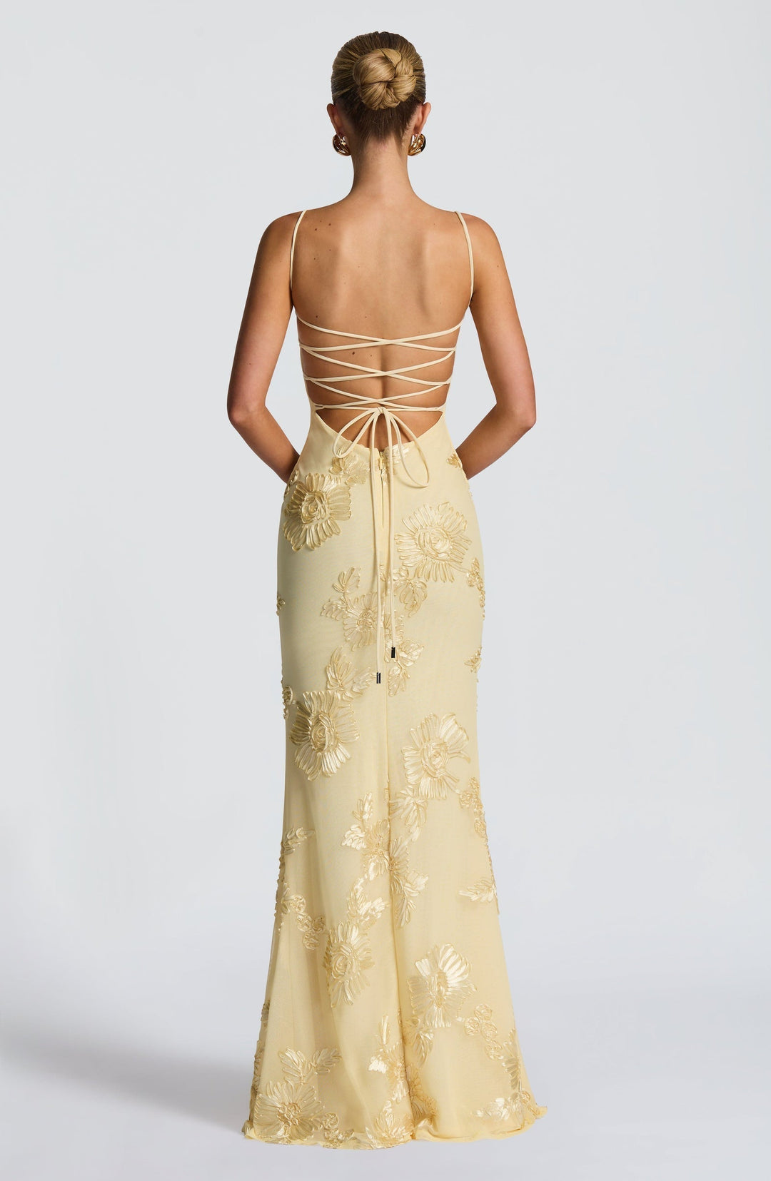 Damen Maxi Hochzeitsgastkleid mit floralem Stickerei