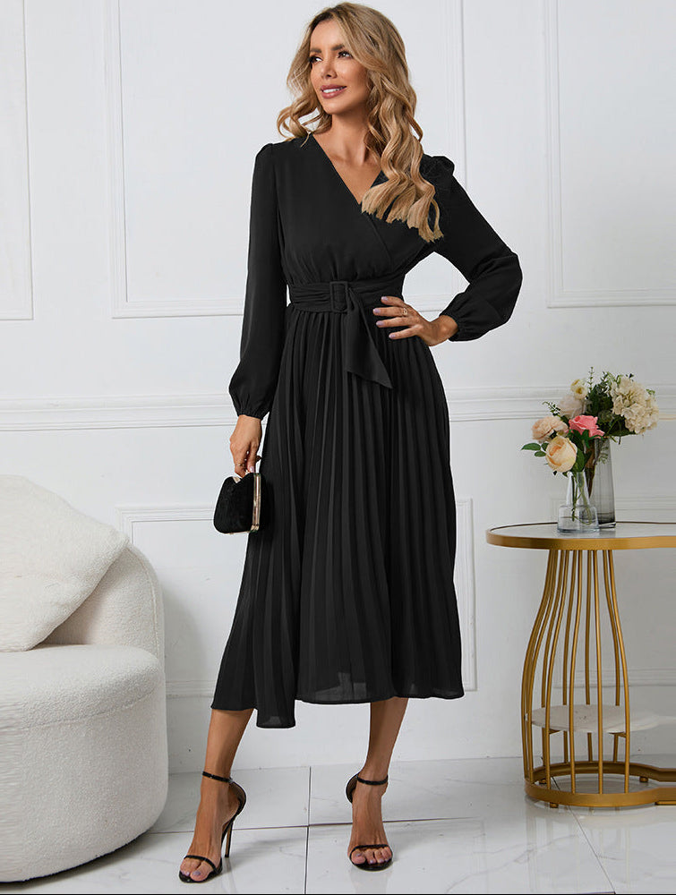 Damen Midi Hochzeitsgastkleid mit langen Ärmeln